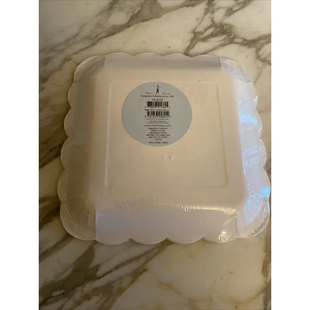 Meri Meri Paper Plates Multicolor Bunny Rabbit Easter Spring Scalloped 8ct
